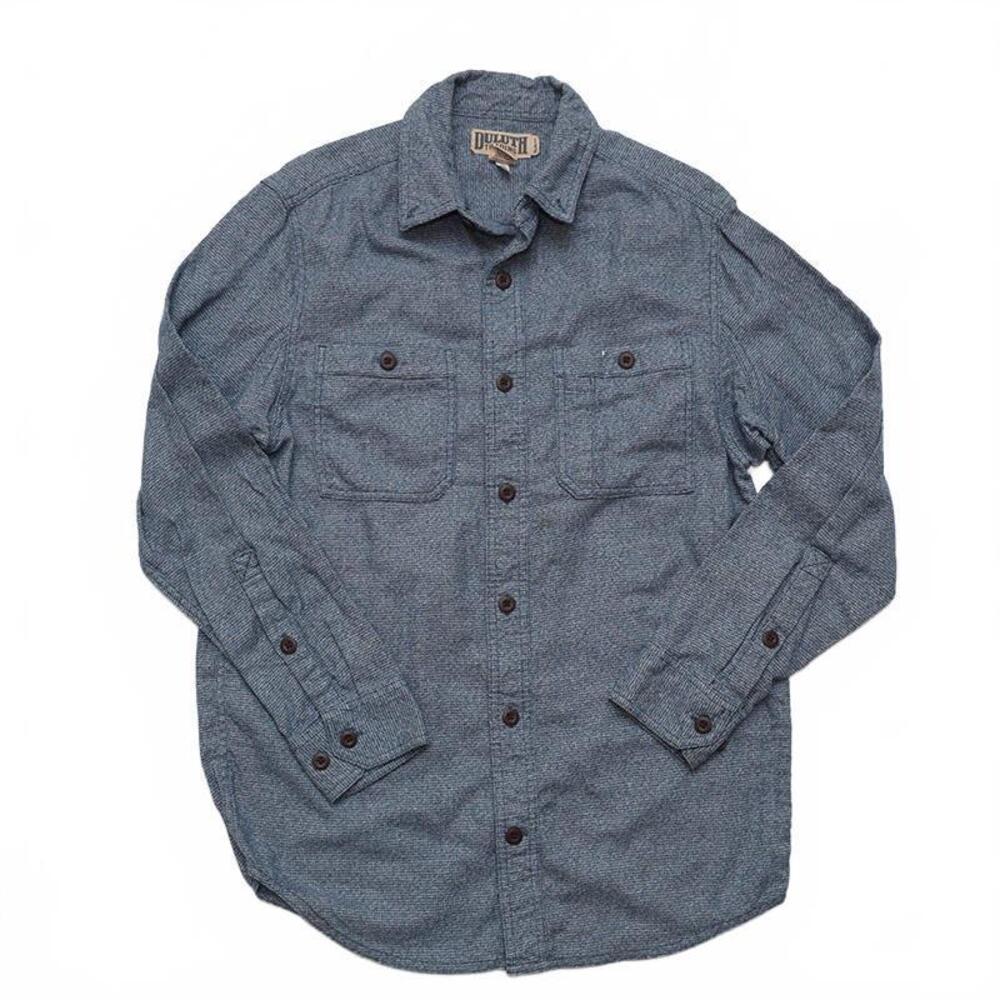 Duluth Men's Blue Flannel Twill Shirt - Long Sleeve Casual Button-Up Medium